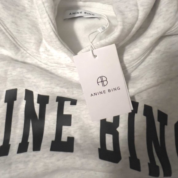 NWT ANINE BING Sport Harvey Hoodie Heather Grey Size Medium Large - Picture 2 of 4